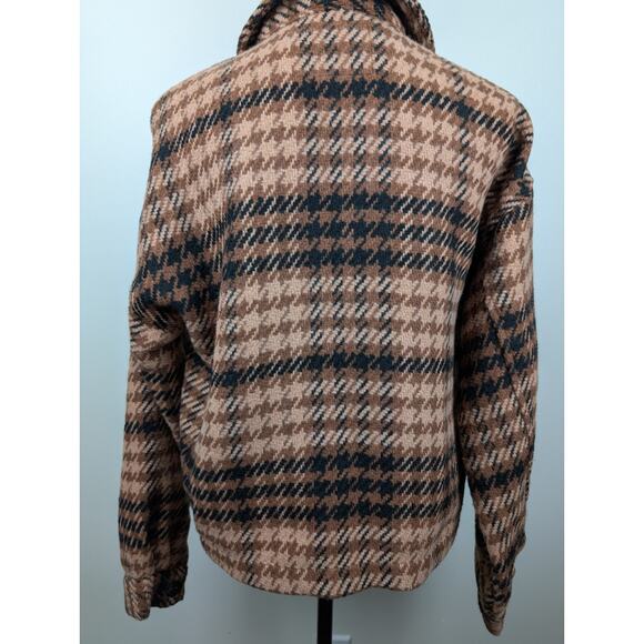 Altar'd State Cozy Cropped Brown Plaid Button Down Jacket Size S - Picture 4 of 8